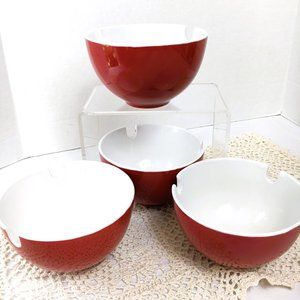 Crate & Barrel Red Notched Noodle Rice Ramen Bowls (set of 4)